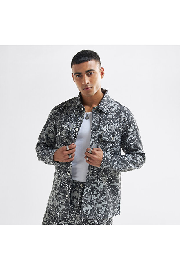 All-Over Print Button Through Jacket with Pockets - 1