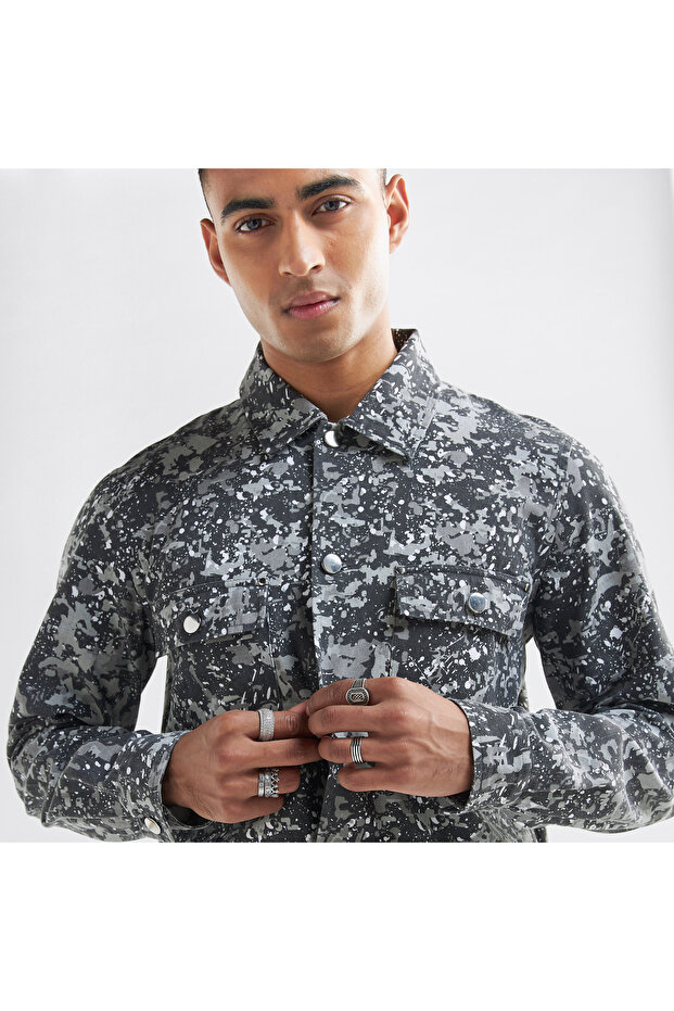 All-Over Print Button Through Jacket with Pockets - 4