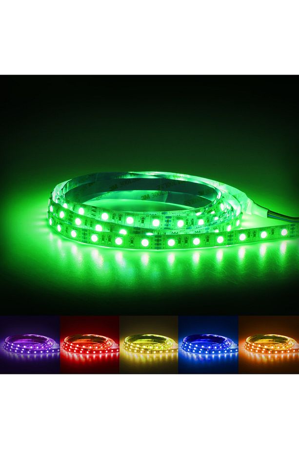 5metre Led şerit 5050 DC12V RGB renkli (60Led/M) IP65 ışık aydınlatma lambası hortum yapışkanlı - 3