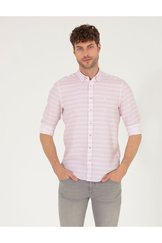 Dusty Rose Slim Fit Long Sleeve Shirt 50267994-Vr026