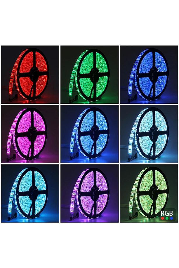 5metre Led şerit 5050 DC12V RGB renkli (60Led/M) IP65 ışık aydınlatma lambası hortum yapışkanlı - 2
