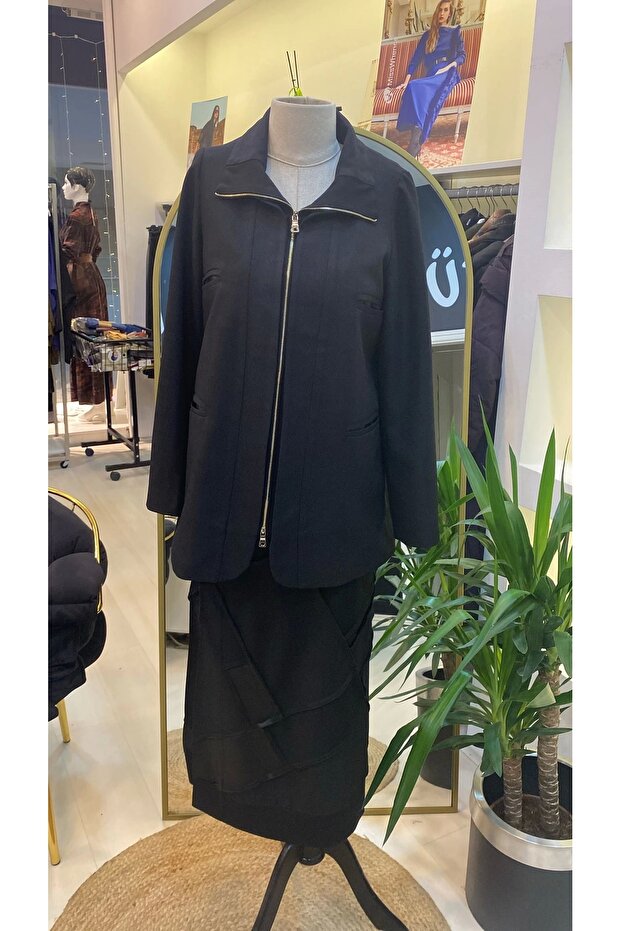 طقم سترة تنورة سوداء - 36206 - 4