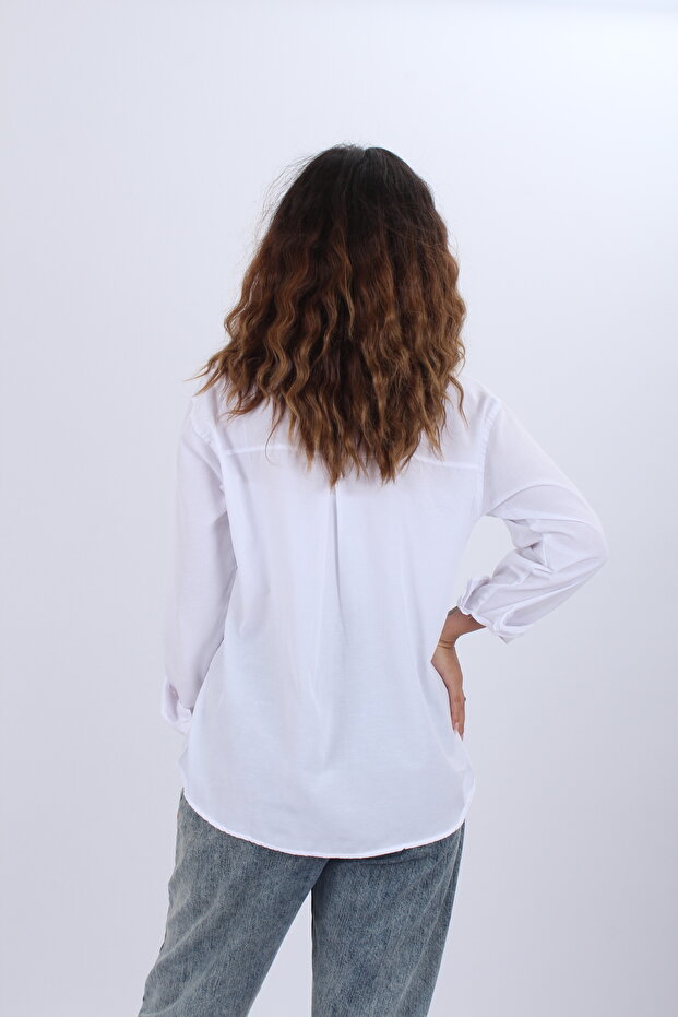 Kadın  Oversize Uzun Basic Gömlek - 3