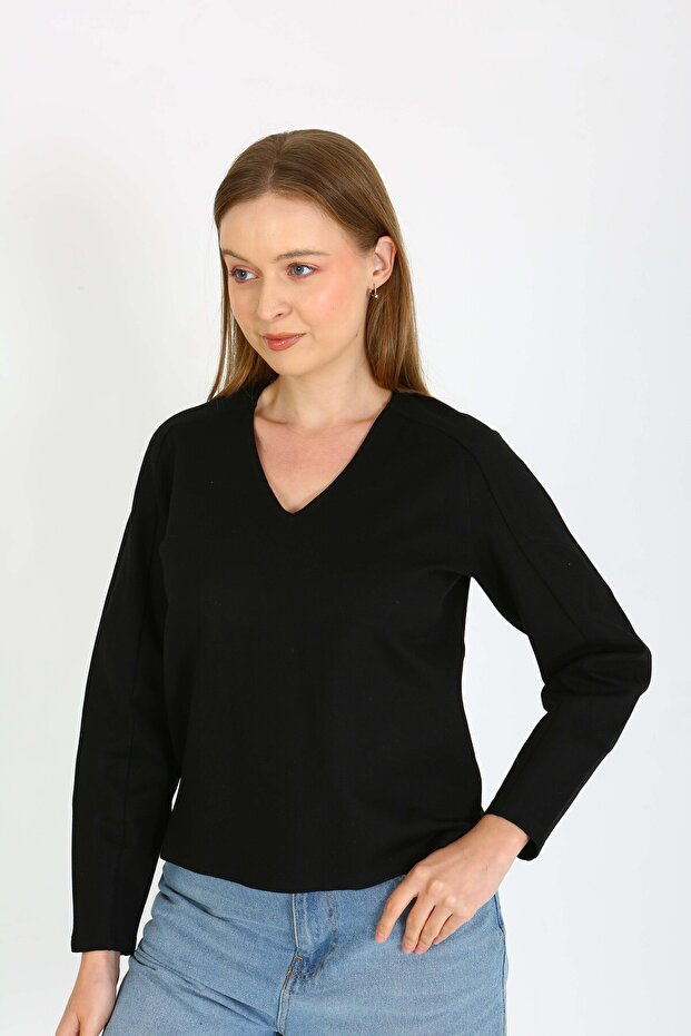 v yaka yırtmaçlı bluz - 2