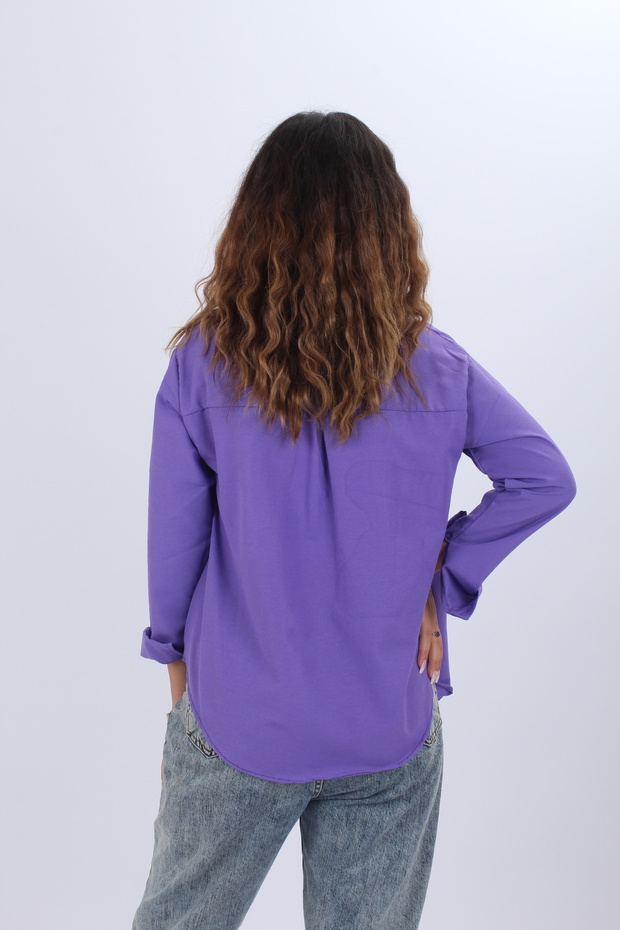 Kadın  Oversize Uzun Basic Gömlek - 4