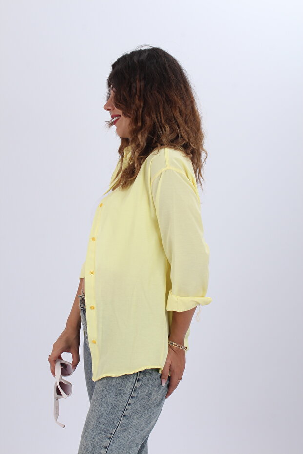 Kadın Oversize Uzun Basic Gömlek - 4