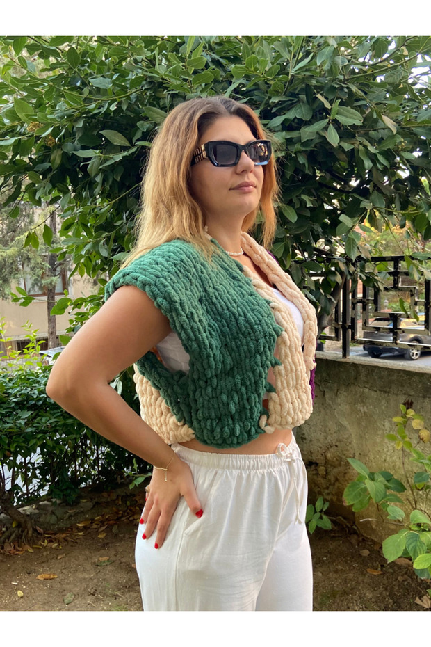 Mor El Örgüsü Yelek - 2