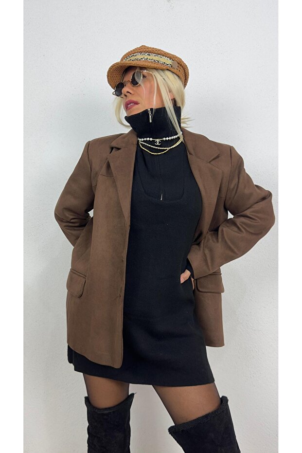 Oversize Süet Ceket - 1