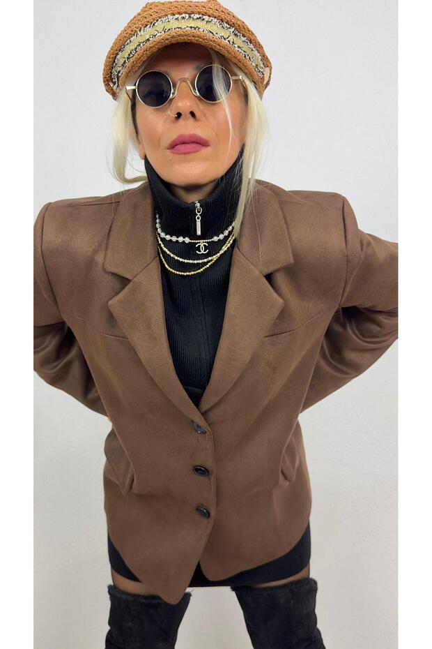 Oversize Süet Ceket - 4