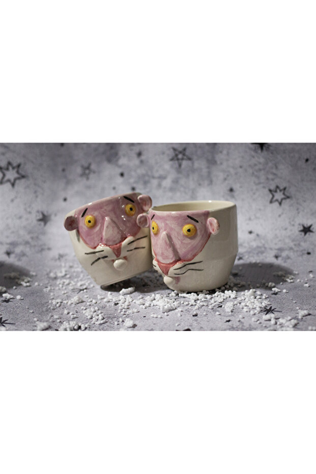 Pembe panter seramik kupa - 1