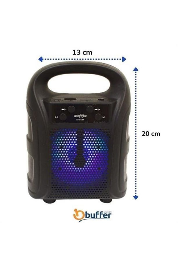 Tutmalı Mini Hoparlör Işıklı Taşınabilir Bluetooth Wireless Radyolu Sd Kart ve USB Girişli Hoparlör - 4