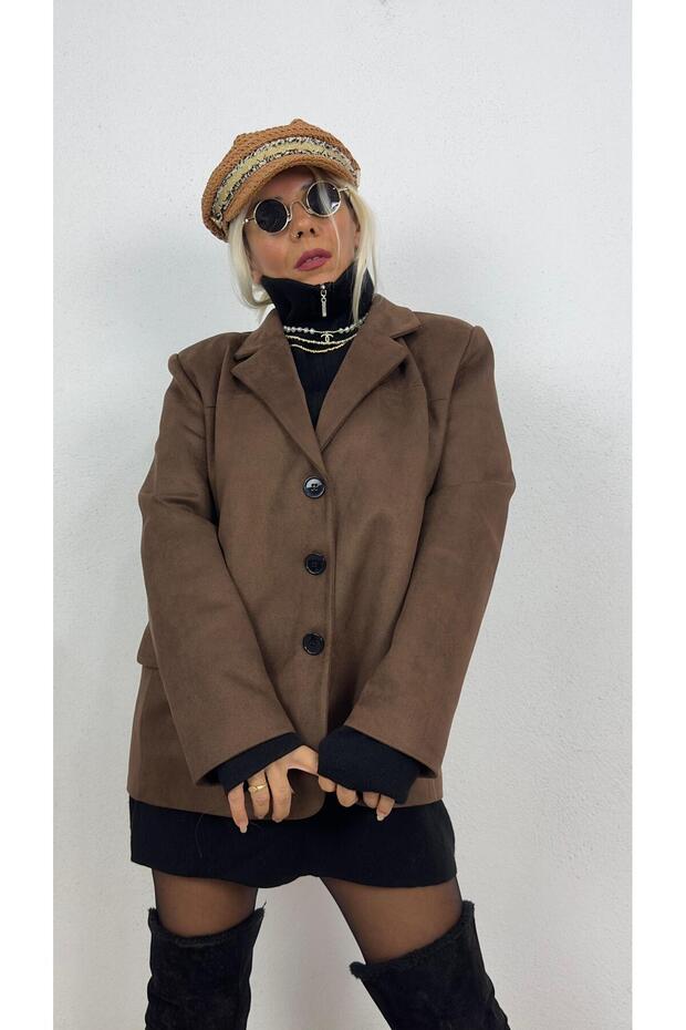 Oversize Süet Ceket - 5