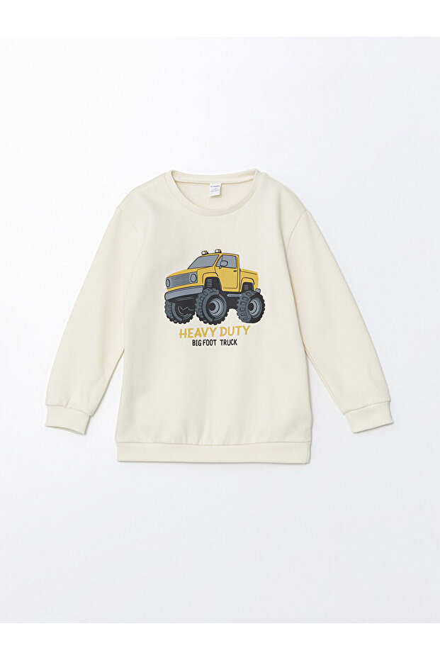 Lcwk Crew Neck Long Sleeve Thick Printed Baby Boy Sweatshirt