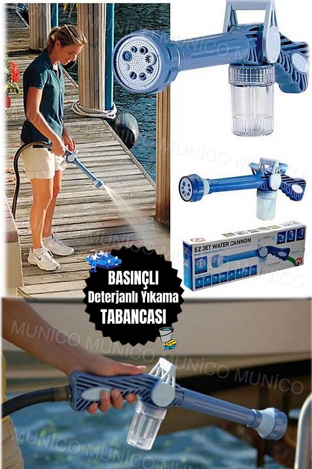 8 Uçlu Araba Yıkama Hortum Takılabilir Basınç Sağlayan Araba Bahçe Yıkama Çok Fonksiyonlu Tabanca - 4