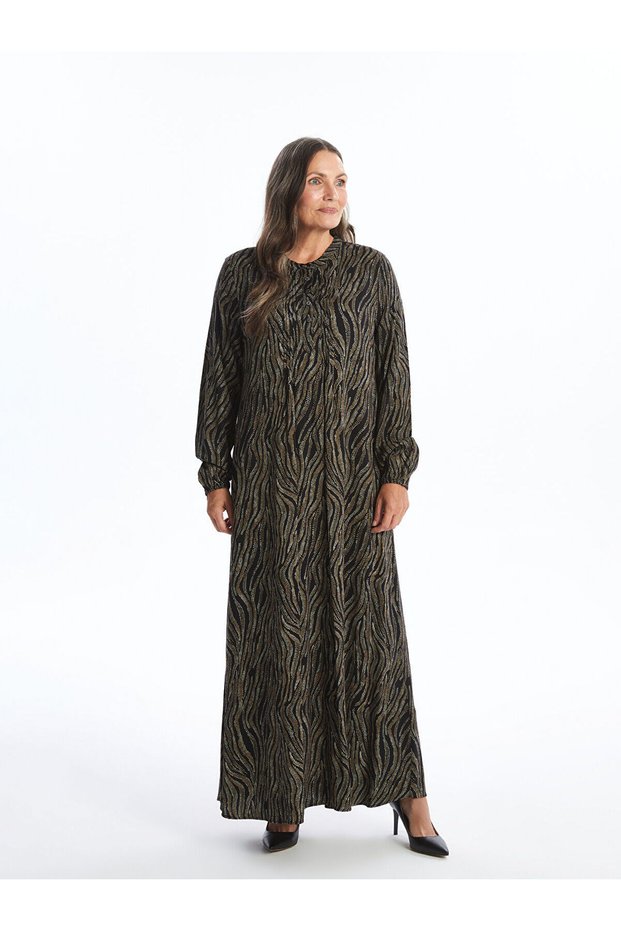 LCW Crew Neck Print Long Sleeve Women's Dress