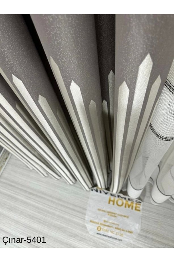Nivemeshome Çınar Gümüş 5401 1/3 Sık Pileli Fon Perde Apm - 3