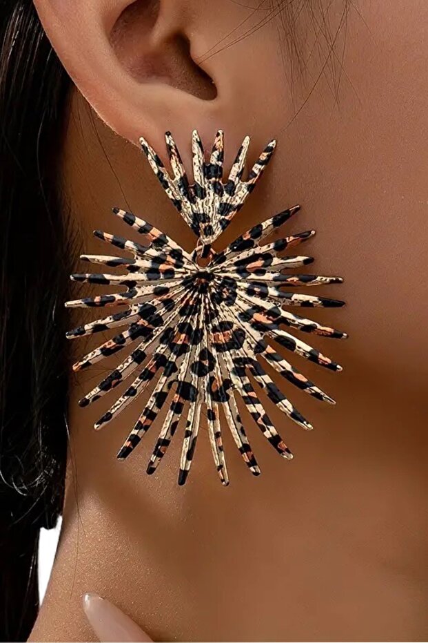 الرجعية تصميم ليوبارد نمط الأقراط الشائكة - 1