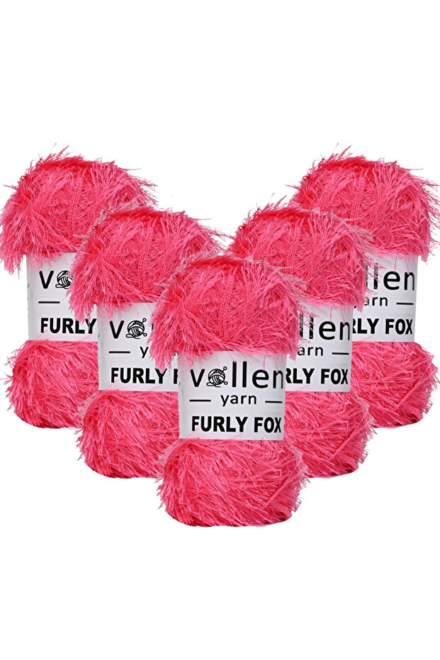 5 Adet Furly Fox El Örgü Ipi Hırka Kazak Ipliği,tuylu Ip,pelus Ip,sakalli Ip,,paspas Ipi, Pembe - 1