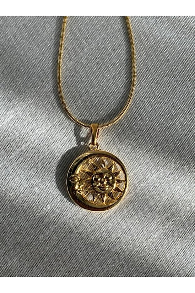 Çelik Ay Güneş Kolye 45 CM - 1