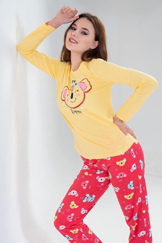 Vienetta Kadın Sarı Uzun Kollu Pijama Takımı - 1