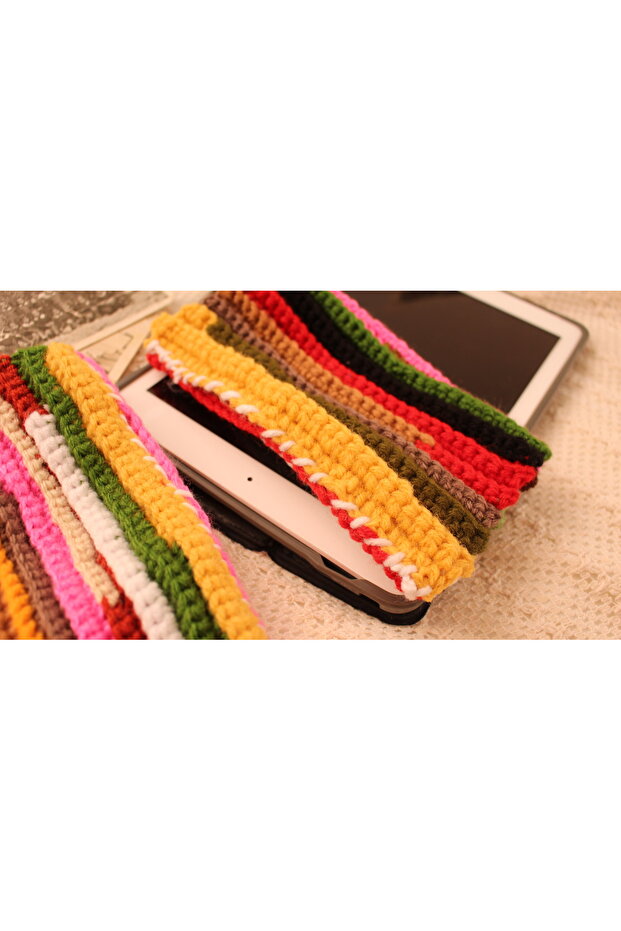 Karışık renkli kalın kışlık parmaksız model tarz eldiven - 5