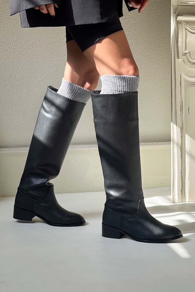 Walter Czarne Matowe Blunt Toe Damskie Buty Na Obcasie - 8