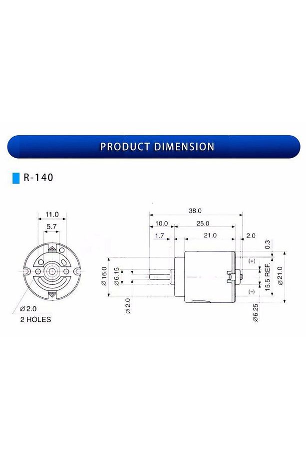Dc Motor 1.5 - 6 Volt Arduino R140 Mikro Motor - 5