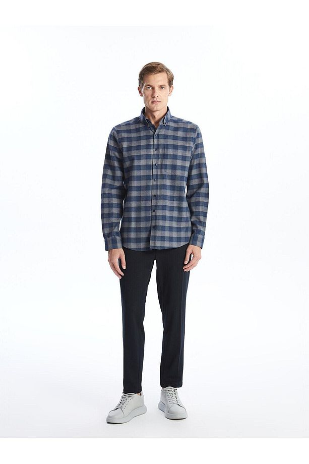 LCWAIKIKI Classic Ekoseli Regular Fit Uzun Kollu Ekose Gabardin Erkek Gömlek - 2