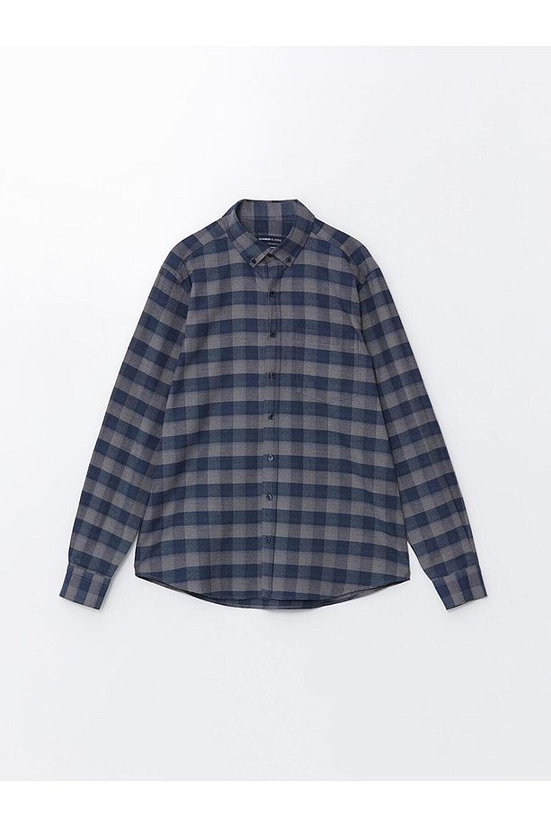 LCWAIKIKI Classic Ekoseli Regular Fit Uzun Kollu Ekose Gabardin Erkek Gömlek - 5