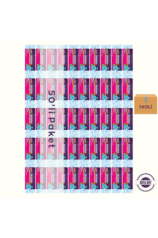 Orta Boy Çöp Poşeti 55x60 15'li 50 Rulo Çöp Torbası 750 Adet - 1