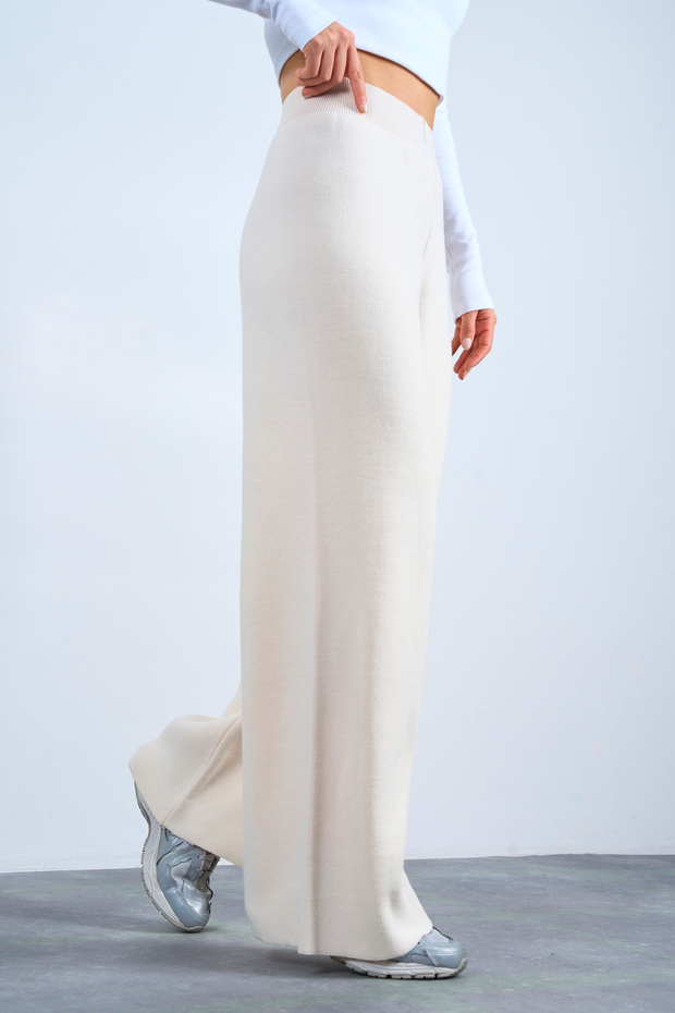 Kadın Yüksel Bel Basic Triko Pantolon - 3