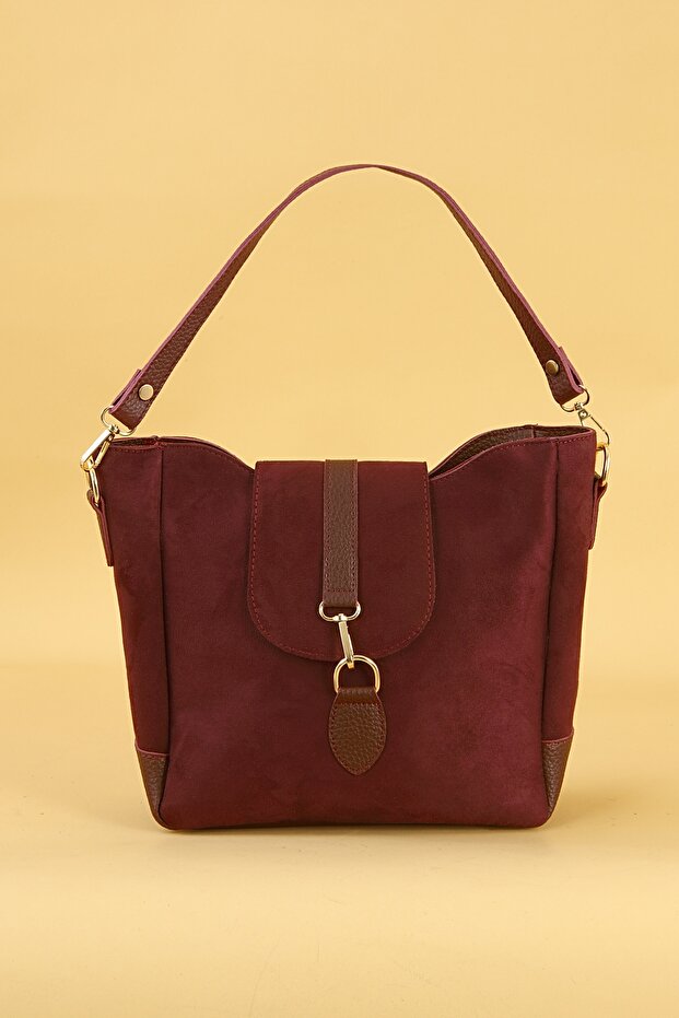 Original Large Volume Luxury Suede Long Strap Zippered Single Compartment Lock Detailed Hand and Shoulder Bag