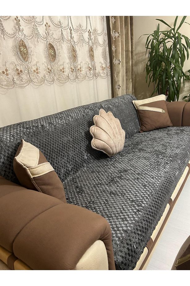 Süngerli Koltuk Örtüsü Yeni Moda Koyugri Rengi 1adet 210*170 Cm - 7