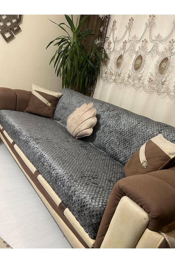 Süngerli Koltuk Örtüsü Yeni Moda Koyugri Rengi 1adet 210*170 Cm - 6