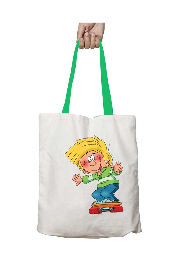 Cedric Skateboard Washable Shoulder Bag with Green Handles
