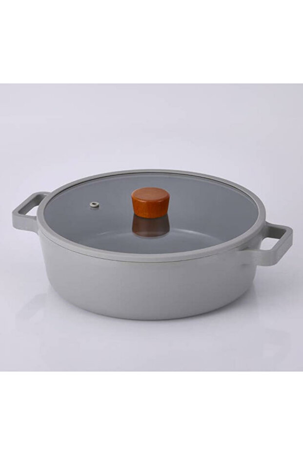 Fika Aluminum Cast 30 cm Gray Shallow Pot