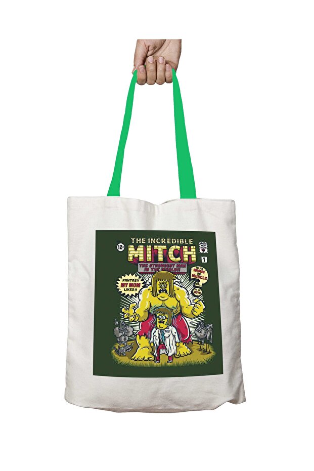 The Incredible Mitch Regular Show Washable Shoulder Bag with Green Handles