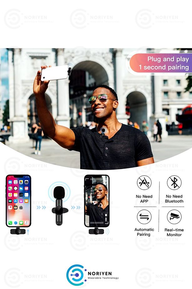 Type C Girişli Pro Model Kablosuz 2'li Yaka Mikrofonu Influencer Youtuber Tiktok 2 x Mini Mikrofon - 5