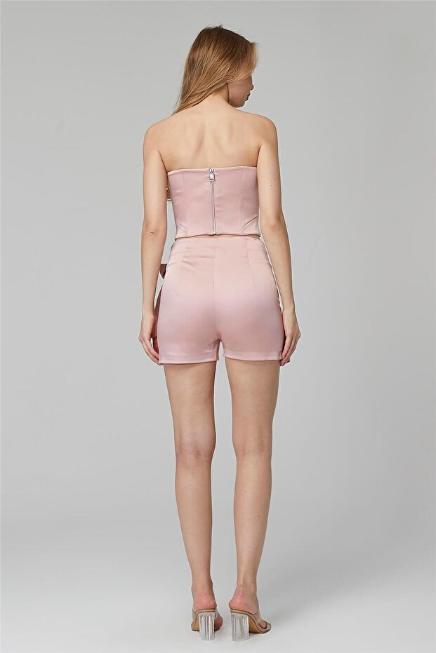 Saten Şort Etek - 4