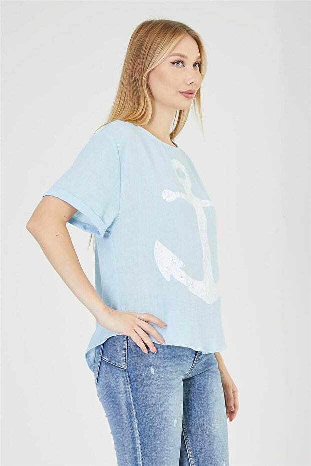 Çıpa Baskılı Bluz - 2