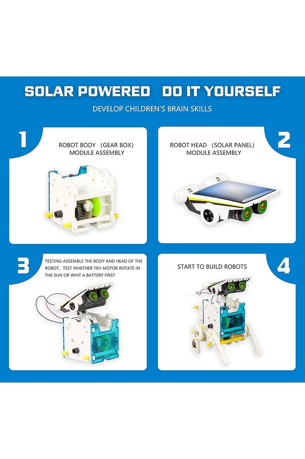 Solar Robot 13-in-1 Eğitici Bilim Kiti  Güneş Enerjisiyle Çalışan Kendin Yap Robot Bilim Kiti - 7