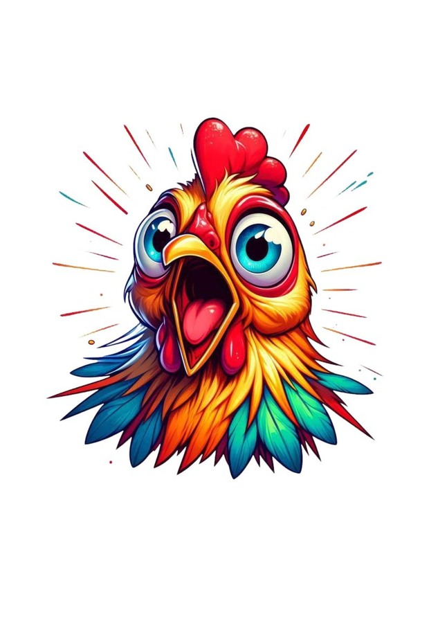 Colorful Confused Chicken Pattern Sticker - Car, Motorcycle, Helmet, Laptop, Glass 13X11 cm