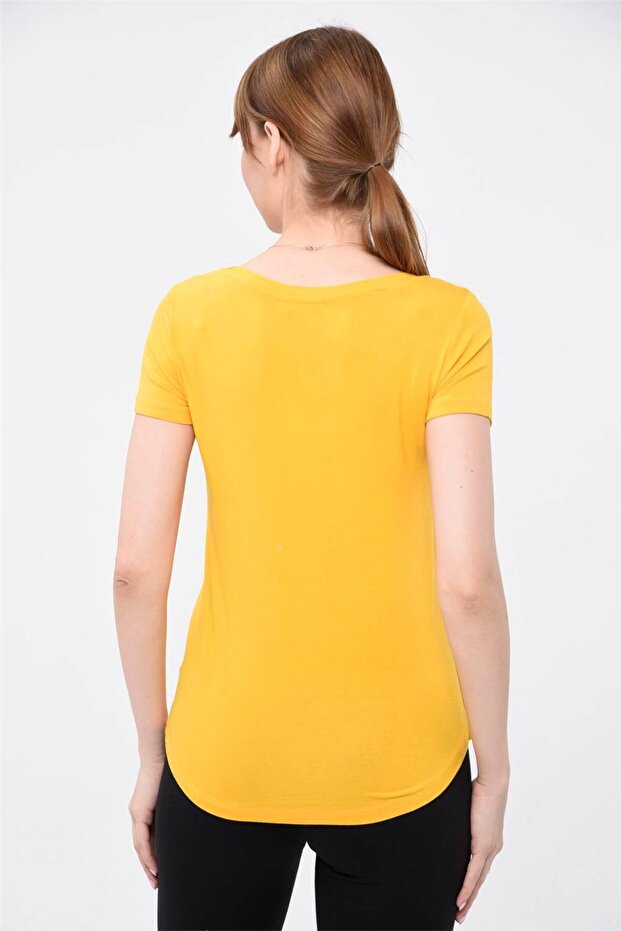Tshirt Basic Taşlı Kaplan Kıvrık Makas - Orange - 4