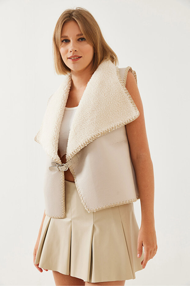 Дамска ръчно изработена жилетка от овча кожа 6391 60351112 - 4