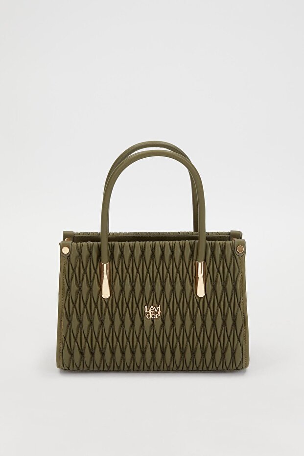 حقيبة يد بنمط البقلاوة الكاكي - 1