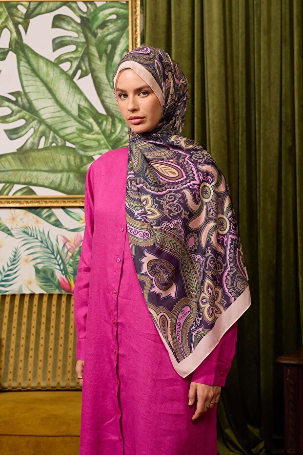 شال قطني رقيق بنمط باتيه - 1