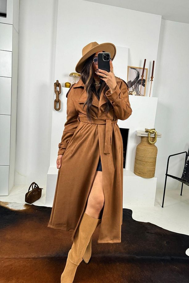 Güderi Trenchcoat Model Kaban Taba - 1