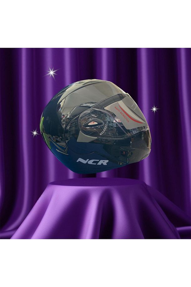 PARLAK SİYAH ÇENE AÇILIR MOTOSİKLET KASK - 2