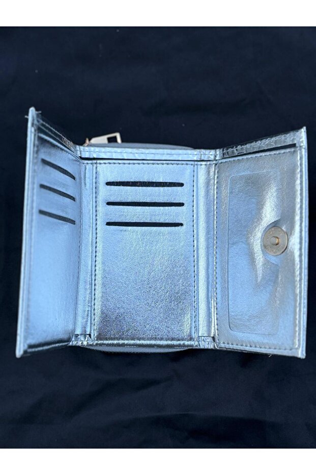 Silver Crocodile Patterned Multi-Compartment Wallet - 3