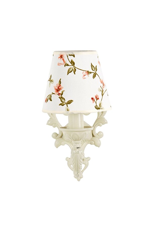 Aline Single Zamak Metal Cream Sconce - with Brown Floral Hat